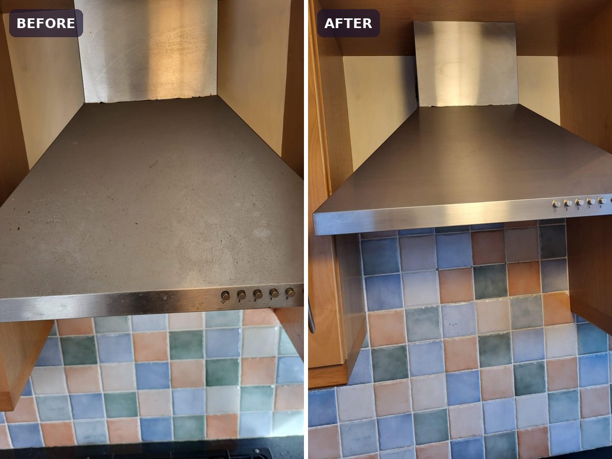 Before and after — Cooker hood degrease
