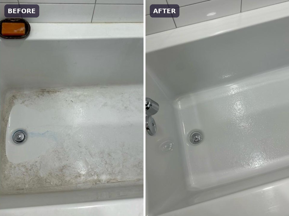 Before and after — Bathtub limescale removal